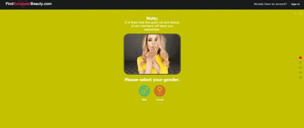 FindEuropeanBeauty sign up