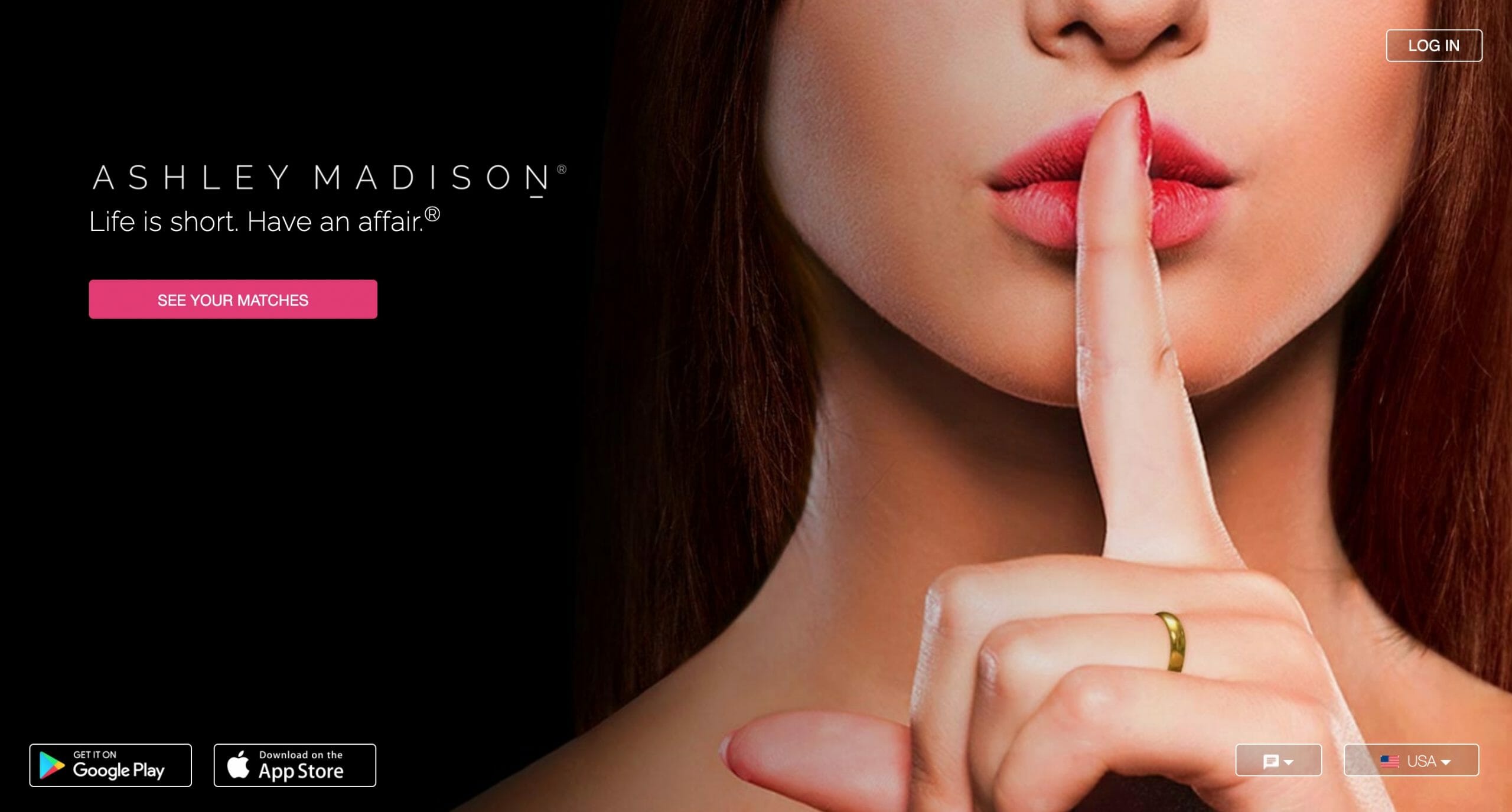 Ashley Madison main page