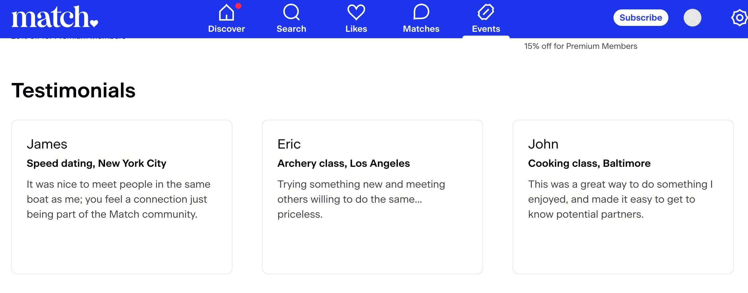 Match.com testimonials
