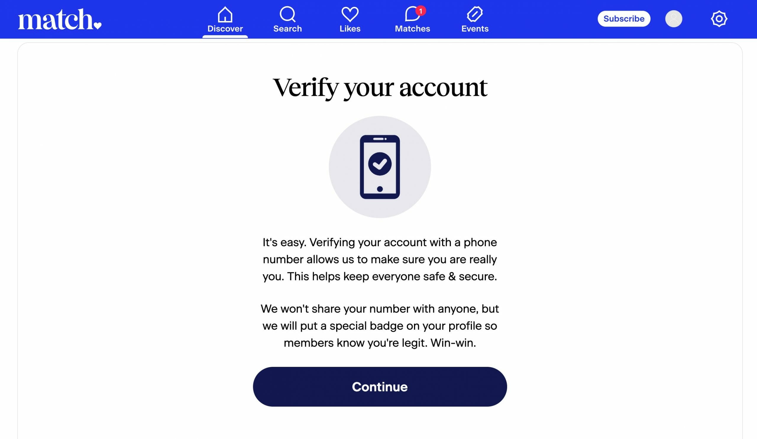 Match.com verify your account