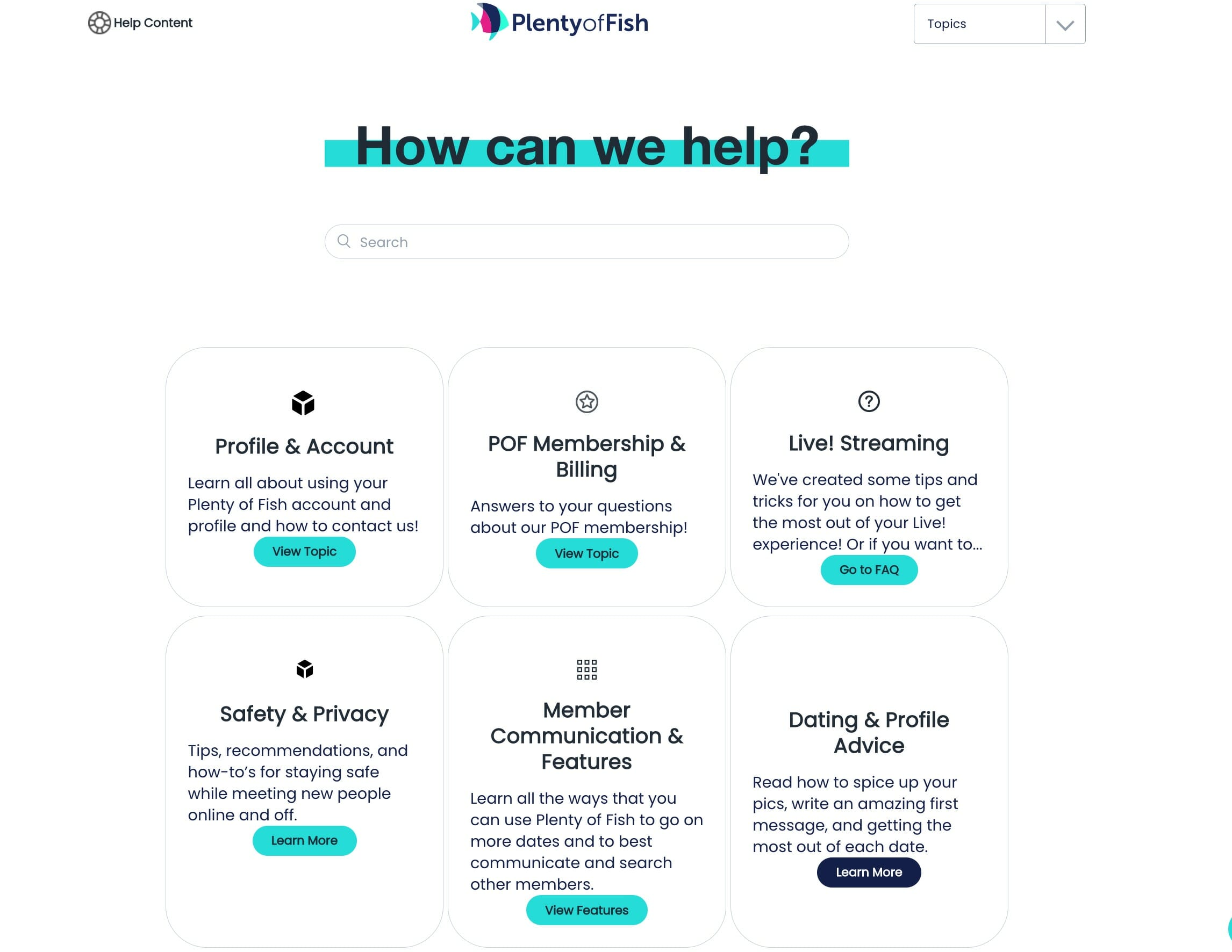 Plenty of Fish help centre