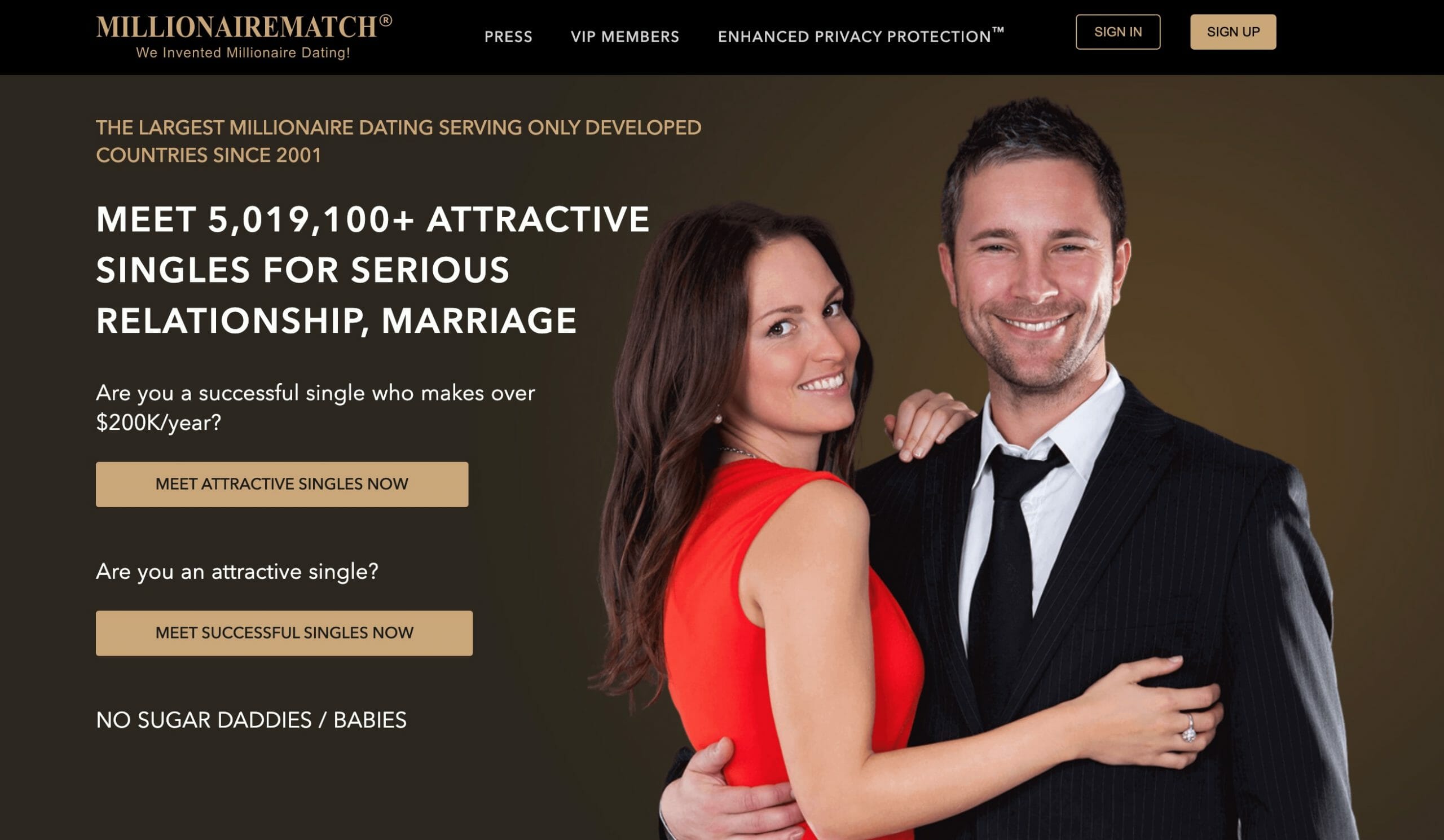 Millionairematch main page